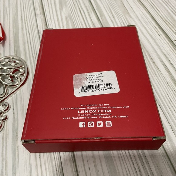 Lenox Bejewled Scroll Christmas Ornament purple jewel Silver-Plated - Picture 3 of 3